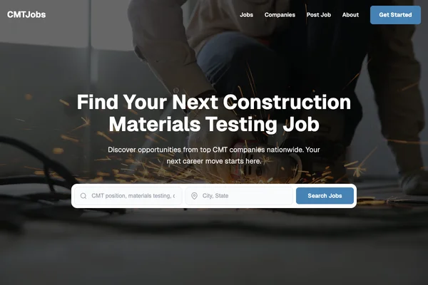 Screenshot of ConstructionMaterialsJobs.com