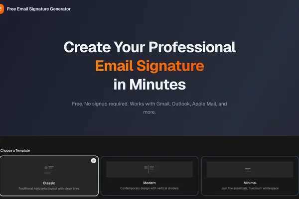 Screenshot of Free Email Signature Generator