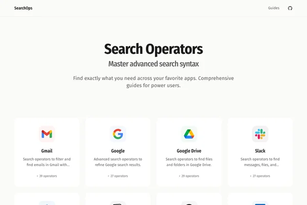 Screenshot of Search Operators Guide