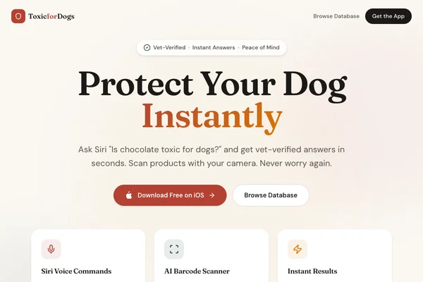 Screenshot of ToxicForDogs.com